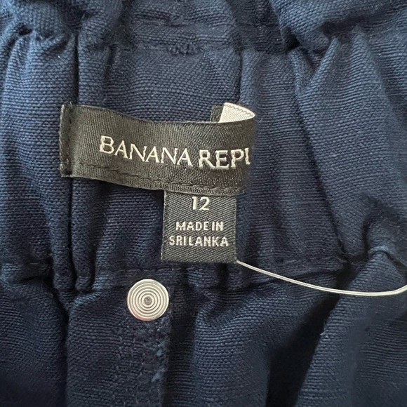 NWT Banana Republic Linen blend Paperbag Waist Trousers | navy | 12 - Picture 15 of 16